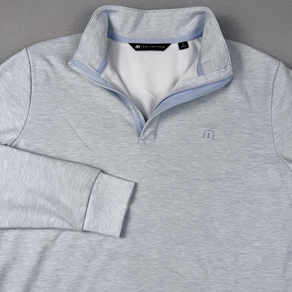Travis Mathew Cloud 2.0 1/4 Zip Pullover Men S Heather Blue Golf Sweater Soft